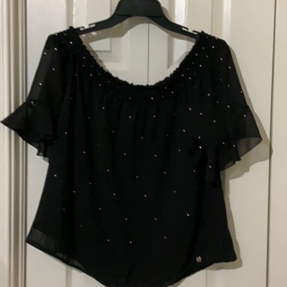 Guess Black Top Rhinestone Top